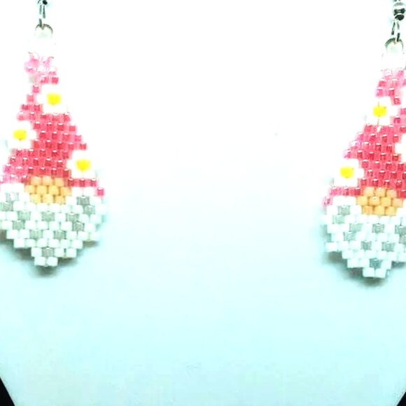 Pink Spring Gnome Earrings - Picture 2 of 3